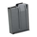 MDT AICS 308WIN/6.5CM metal magazine in dark gray, angled front and side view
