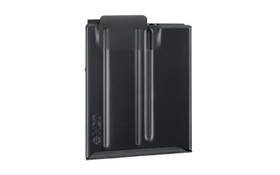 primary-21111 MAG MDT 6MM ARC 10RD METAL BLK black metal magazine, angled front view with twin vertical ribs