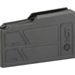 MAG MDT LA 30-06 3 ROUND POLY gray polymer magazine, right-side view with molded panels and logo