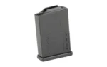 MAG MDT AICS .223 10RD POLY BLK black polymer magazine, angled side view with molded lines