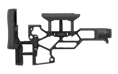 MDT SRS Standard Buttstock, black left-side view with adjustable cheek rest and rubber buttpad