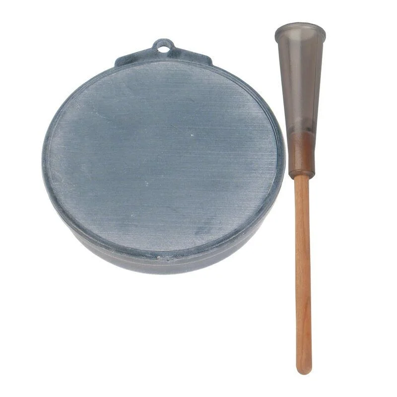 primary-21145 Primos Ol' Betsy slate turkey call, top view of round gray call beside wooden striker