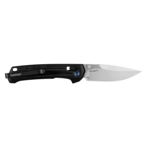 Kershaw Celestion Folding Knife, right-side view with black handle and silver drop-point blade