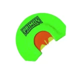 Primos Hen House The Lucy Bat Cut Turkey Call, top view in bright green with orange center