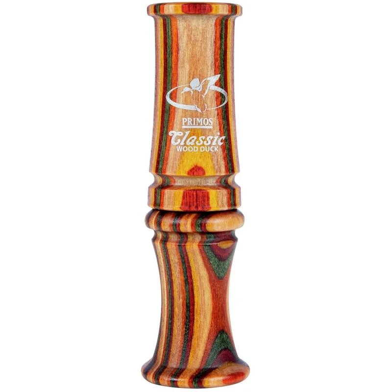 primary-21215 Primos Classic Wood Duck Call, front view of striped multicolor wood call