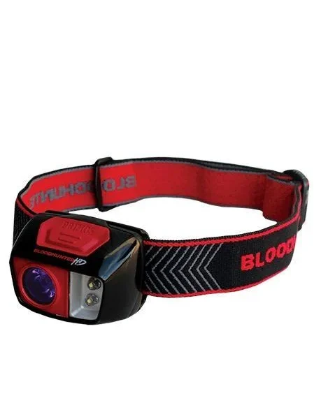 Primos Bloodhunter HD headlamp, black lamp housing on red and black adjustable strap