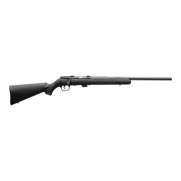 Savage Mark II FV Rifle, black right-side view with synthetic stock, long barrel and bolt handle