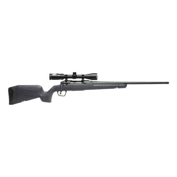 Savage Arms SAV AXIS 2 XP black and gray rifle with mounted scope, left-side view