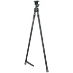 Primos Trigger Stick Gun Mounted Bipod Tall, black front view with legs extended