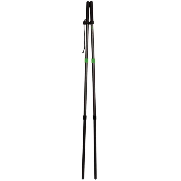 Primos PoleCat Steady Stix Magnum, front view of two black shooting sticks with green bands