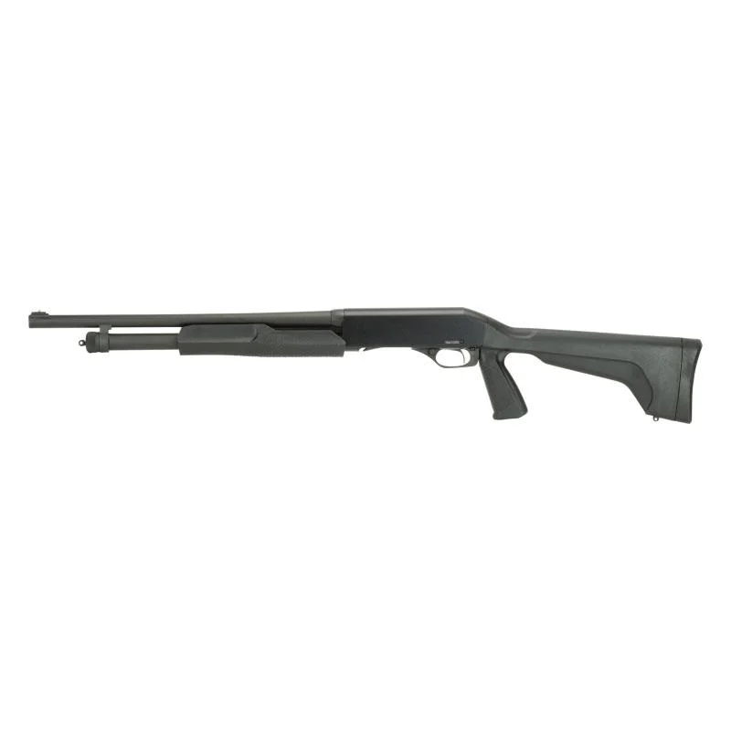 primary-21314 Stevens 320 PG black pump-action shotgun, full side view with pistol grip and stock