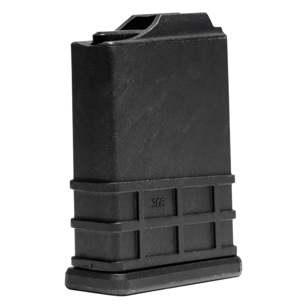 Savage Polymer AICS Rifle Magazine Short Action, black angled front view with textured lower body