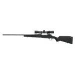 Savage Arms 110 Apex Hunter XP Left Hand Rifle, black left-side view with mounted scope
