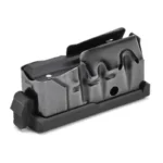 Savage Arms MAG SAV AXIS 350LEG, angled view of black metal magazine with polymer base