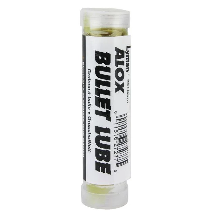 primary-21468 Lyman Alox Bullet Lubricant, upright clear tube with white label and pale yellow lubricant