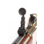 Lyman Henry No. 2 Tang Sight mounted on a rifle, rear angled view with round aperture