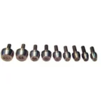 Lyman Nine Pilot Multi-Pack, nine metal pilots arranged in a row with marked ends