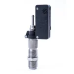 Mark 7 Powder Check Alarm Die, angled view of silver die with attached black alarm unit