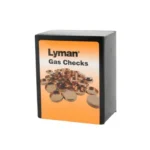 Lyman Gas Checks, front view of orange and black box with gas checks pictured