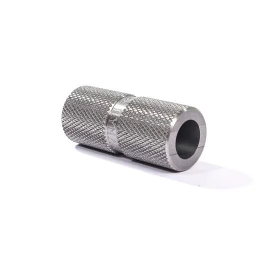 Lyman Case Length/Headspace Gauge 6.5 PRC, silver knurled cylindrical gauge in angled view