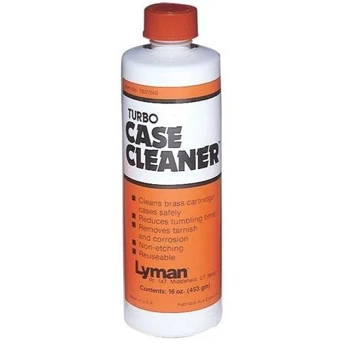 primary-21572 Lyman Turbo Liquid Case Cleaner white bottle with orange label and red cap, front view