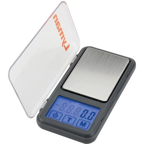 Lyman Pocket Touch 1500 Electronic Reloading Scale Kit, open scale with tray and blue display