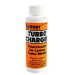 Lyman Turbo Charger Media Reactivator, front view of white bottle with orange and black label