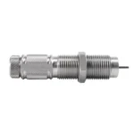 Lyman Universal Spring Loaded Decapping Die, silver side view with threaded body and pin