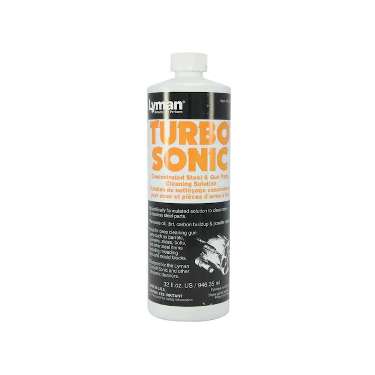primary-21591 Lyman Turbo Sonic Steel Cleaning Solution white 32 oz bottle, front view