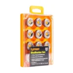 Lyman Shell Holder Set, front view of orange handled case containing nine shell holders