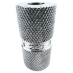 Lyman Rifle Case Length Headspace Gauges, silver knurled cylindrical gauge viewed from the side
