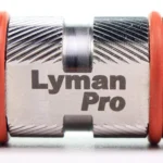 Lyman Pro Maximum Cartridge Gauge, silver cylindrical gauge with knurling and red rings