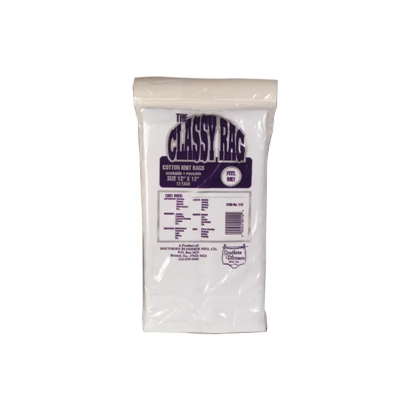 Southern Bloomer 12x12 The Classy Rag folded white cloth in clear retail package, front view