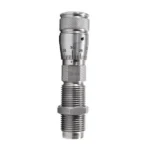 Lyman Pro Series Micrometer Taper Crimp Die, silver front view with knurled adjustment head