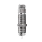 Lyman Stainless Pro Carbide Sizing Die, silver front view with threaded body and knurled top