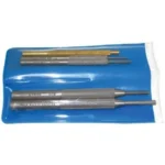 Lyman Pistolsmith's Punch Set with four metal punches in a blue storage pouch