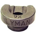 Lyman Shell Holder #13, metallic shell holder with engraved markings, front view