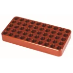 Lyman Anodized Aluminum Loading Block orange rectangular block with rows of round holes