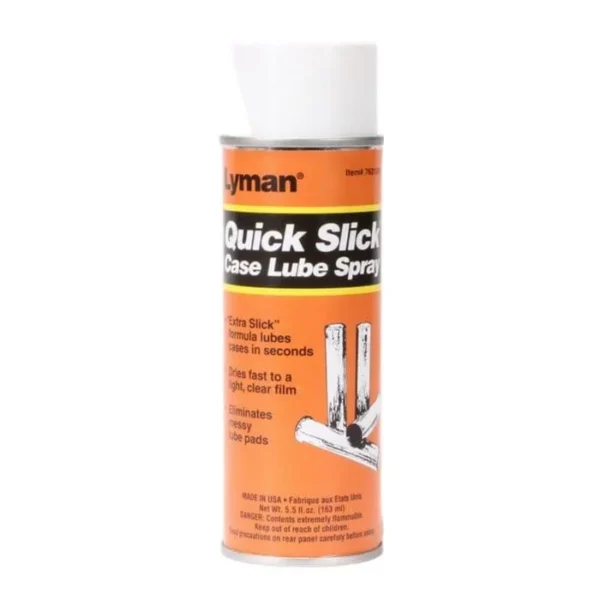 Lyman Qwik Spray Case Lube, upright orange and white aerosol can