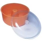 Lyman Turbo 600 accessory bowl, orange bowl with clear lid shown at an angle