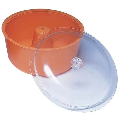 primary-21717 Lyman Turbo 600 accessory bowl, orange bowl with clear lid shown at an angle