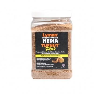 primary-21718 Lyman Turbo Tufnut Media tan granules in a clear labeled container