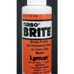 Lyman Turbo Brite Brass Polish, front view of white bottle with orange and black label