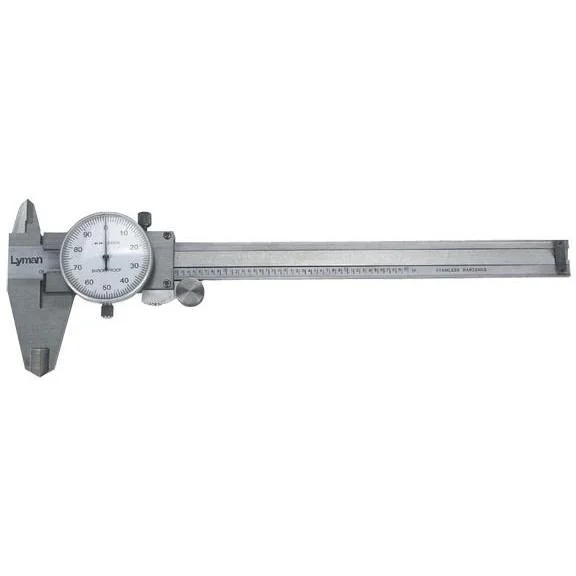 Lyman Stainless Steel Dial Caliper, silver right-side view with round dial