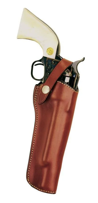 primary-21739 Bianchi Model 1L Lawman, tan leather holster front view holding a revolver