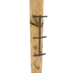 Ardisam River's Edge Grip Stick Single Climbing Aid, black steps and strap attached to a tree trunk
