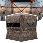 Barronett Blinds Insight 350 Ground Blind, fence line camo exterior and interior views