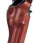 Bianchi Model 111 Cyclone tan leather right-hand holster with revolver grip visible