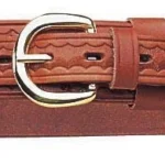 Bianchi Model B4 Ranger Belt, basket tan front view with embossed pattern and silver buckle