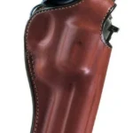 Bianchi Model 111 Cyclone, tan leather right-hand holster with revolver grip visible